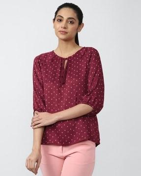 micro print crew-neck tunic