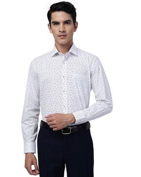 micro print cutaway-collar shirt