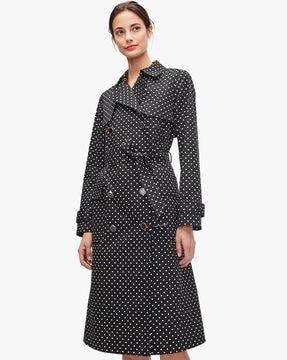 micro print double-breasted trench coat