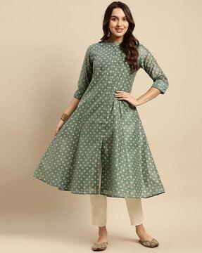 micro print flared kurta