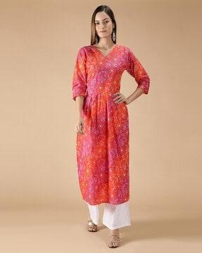 micro print flared kurta