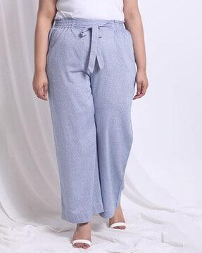 micro print flared pants with insert pockets