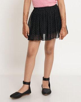 micro print flared skirt with elasticated waist