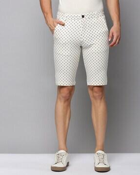 micro-print flat front city shorts