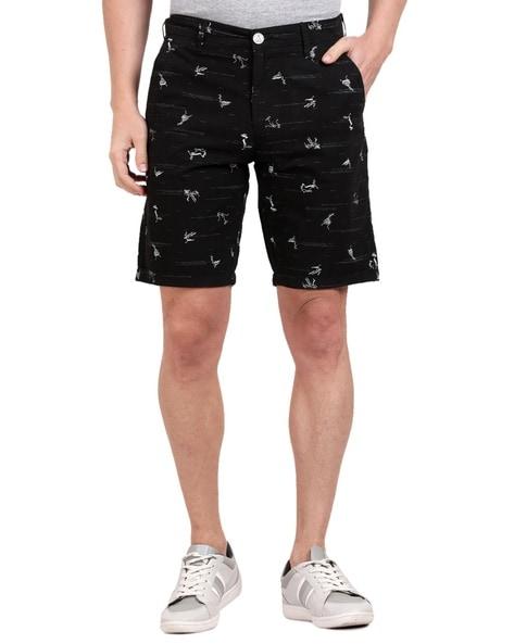 micro print flat-front shorts