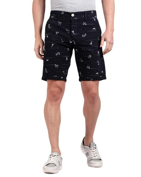 micro print flat-front shorts