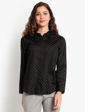 micro print full sleeve shirt