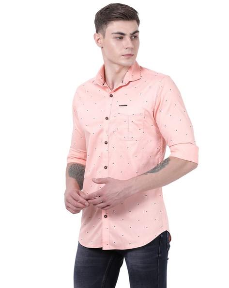 micro print full sleeves slim fit shirt