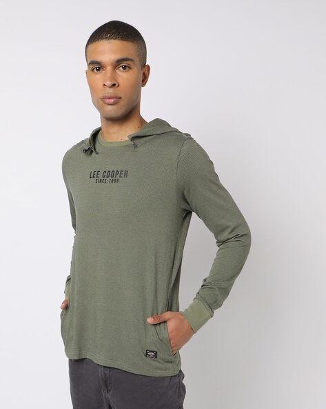 micro print hooded t-shirt with logo accent