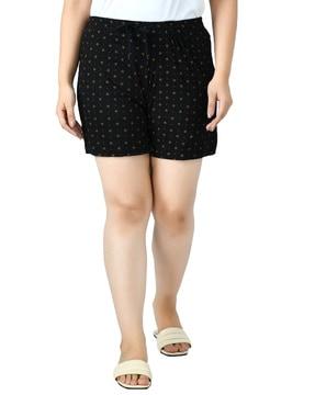 micro print hot shorts with elasticated waist