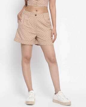 micro print low rise shorts