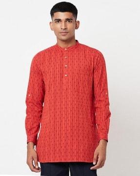 micro print mandarin neck kurta