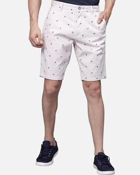 micro print mid-rise city shorts