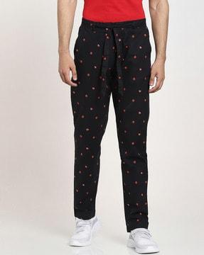 micro print pants with tie-up