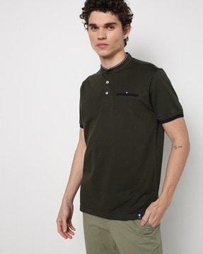 micro print polo t-shirt