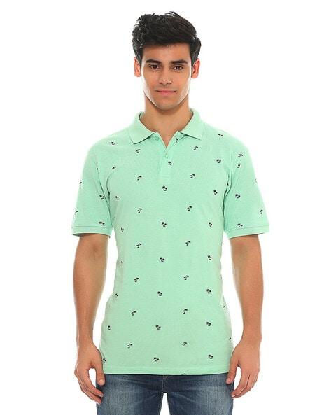 micro print polo t-shirt