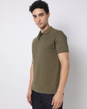 micro print polo t-shirt