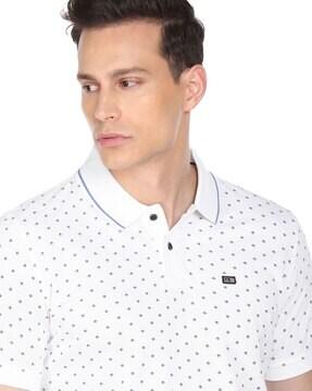 micro print polo t-shirt