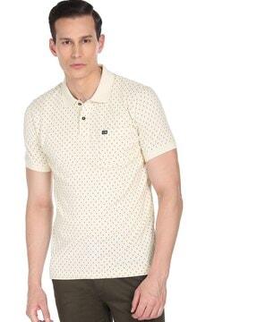 micro print polo t-shirt