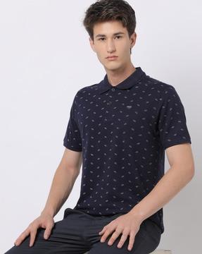 micro print polo t-shirt