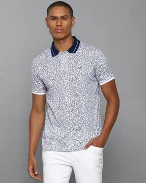 micro print polo t-shirt