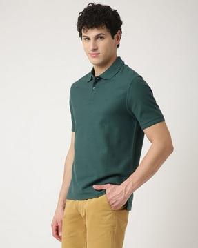 micro print polo t-shirt