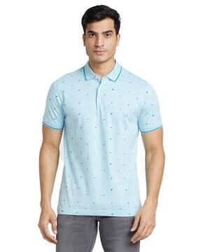 micro print polo t-shirt