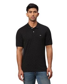 micro print polo t-shirt