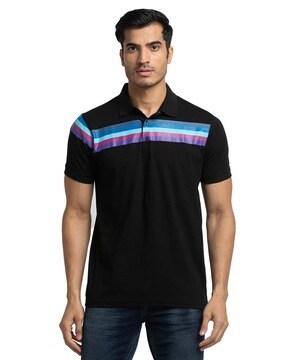 micro print polo t-shirt