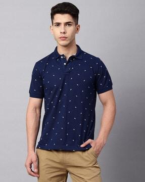 micro-print polo t-shirt