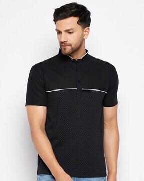 micro print polo t-shirt