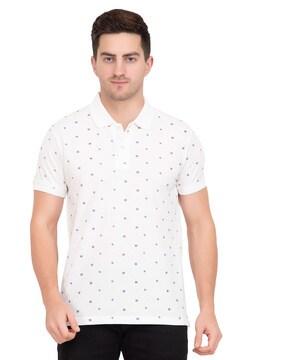 micro-print polo t-shirt