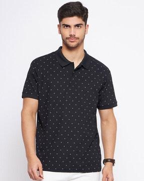 micro print polo t-shirt