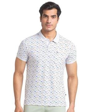 micro print polo t-shirt