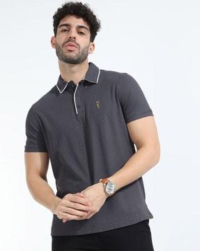 micro print polo t-shirt