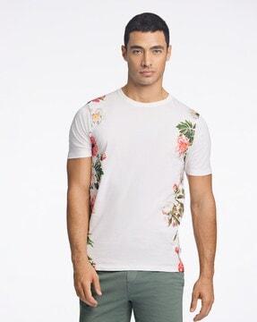 micro print regular fit crew- neck t-shirt