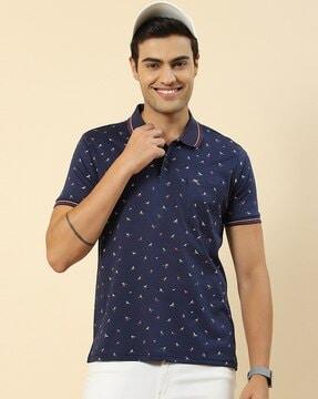 micro print regular fit polo t-shirt