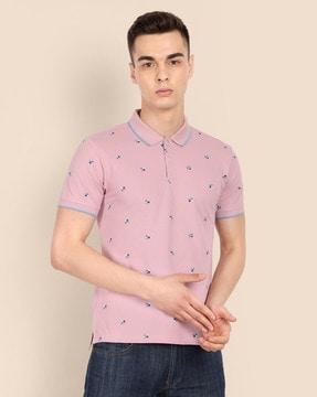 micro-print regular fit polo t-shirt