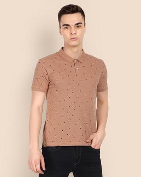 micro-print regular fit polo t-shirt