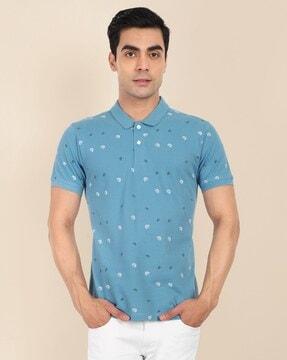 micro-print regular fit polo t-shirt