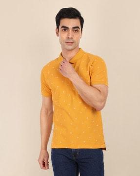 micro-print regular fit polo t-shirt