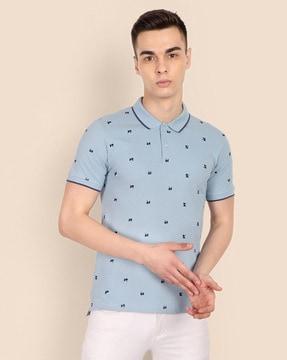 micro-print regular fit polo t-shirt