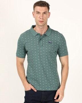 micro print regular fit polo t-shirt