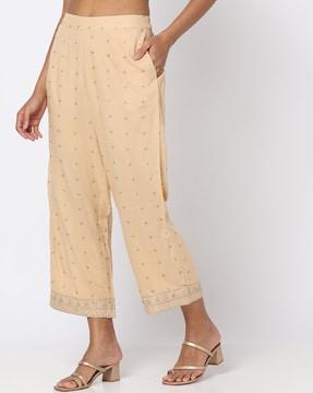 micro print relaxed fit palazzo pants