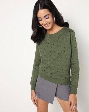 micro print round-neck sweatshirt