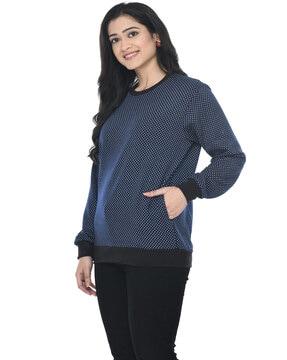 micro print round-neck sweatshirt