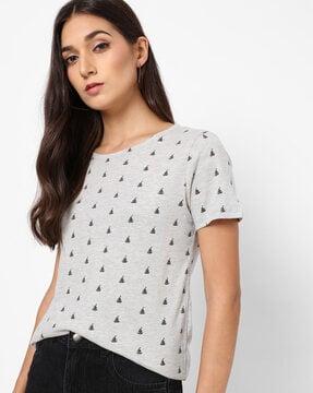 micro print round-neck t-shirt