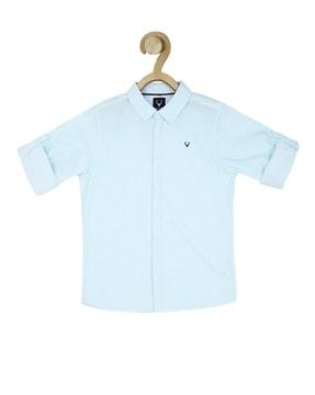 micro print shirt with logo embroidery