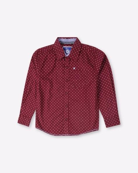 micro print shirt with patch pocket