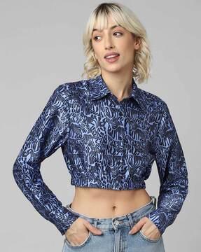 micro print shirt with spread collar